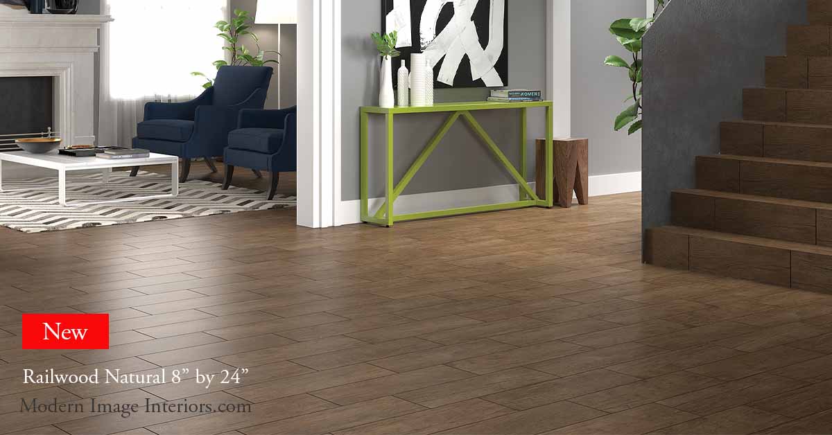 Railwood Natural 8 by 24 WoodLook Tile Plank